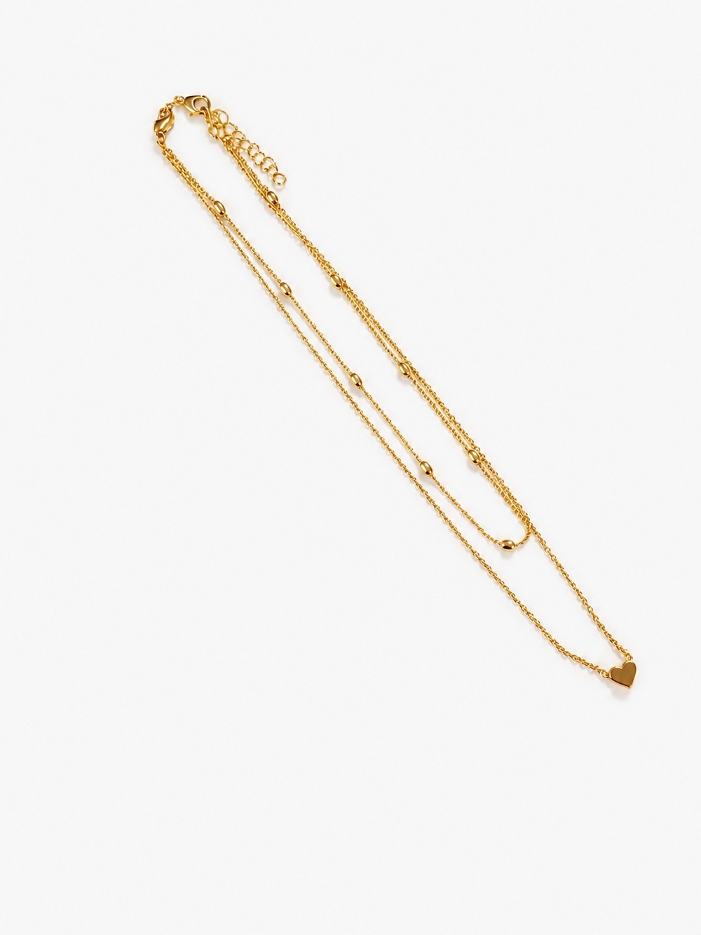 Gold Toned Layered Necklace with heart charm